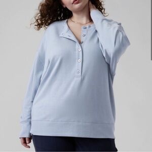 Athleta Blue Long Sleeve Polo Sweatshirt